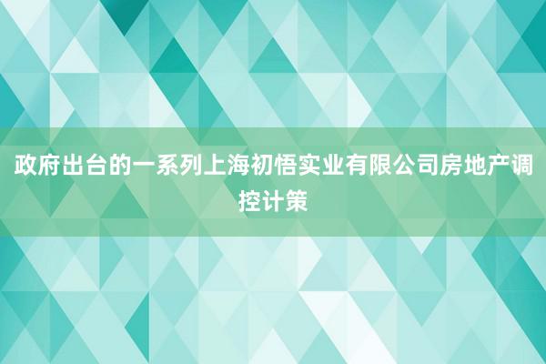 政府出台的一系列上海初悟实业有限公司房地产调控计策